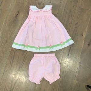 Baby dress, diaper cover shorts and hat